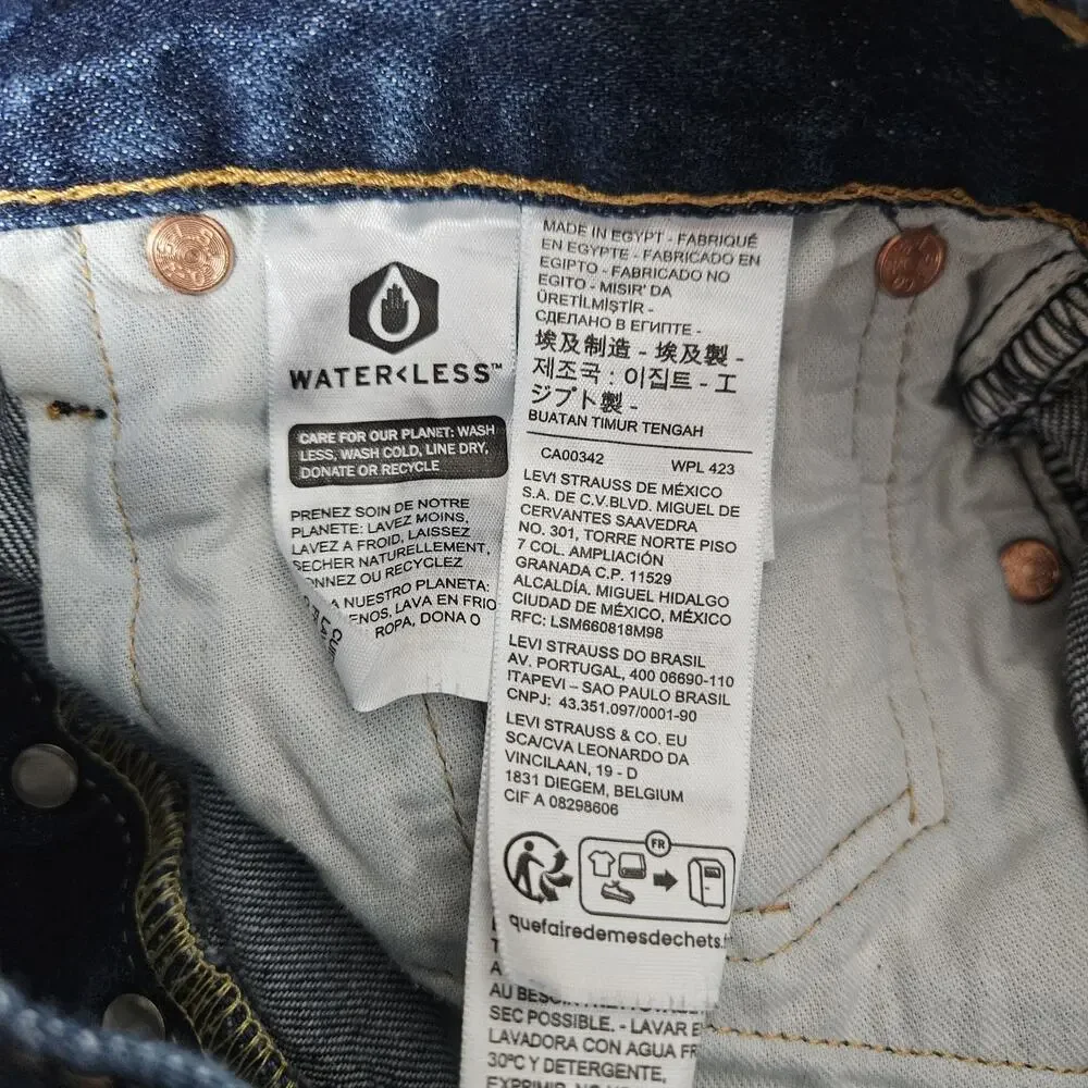 Levis 501 Stretch Jeans Men's 28X30.5 (Tag 30X34) Blue Denim Straight Button Fly